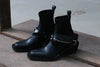 Untitlab matte black strap-on boots with bag AW201301 PU1